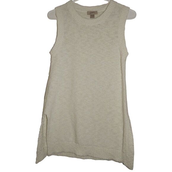 ANN TAYLOR LOFT women's medium white cream knit tunic sleeveless sweater top - Picture 12 of 13